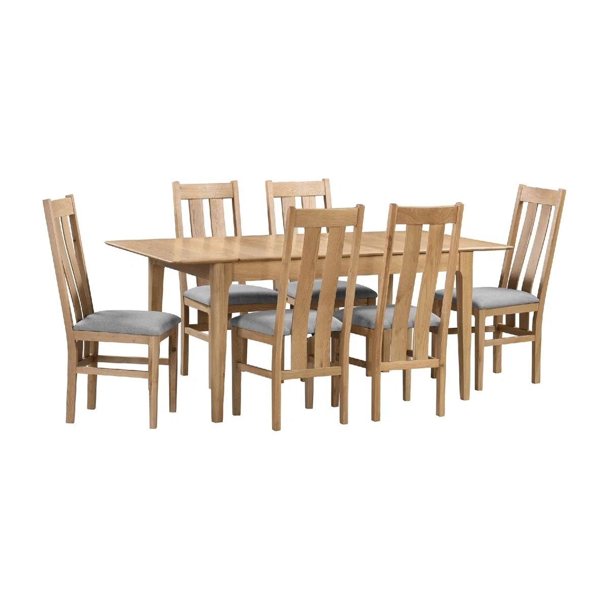 Cotswold Rectangular Extendable Dining Table with 6 Chairs, Solid Oak Oak – image 1