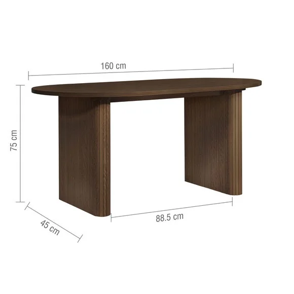 Axel Fluted Oval Dining Table with 2 Benches – image 5
