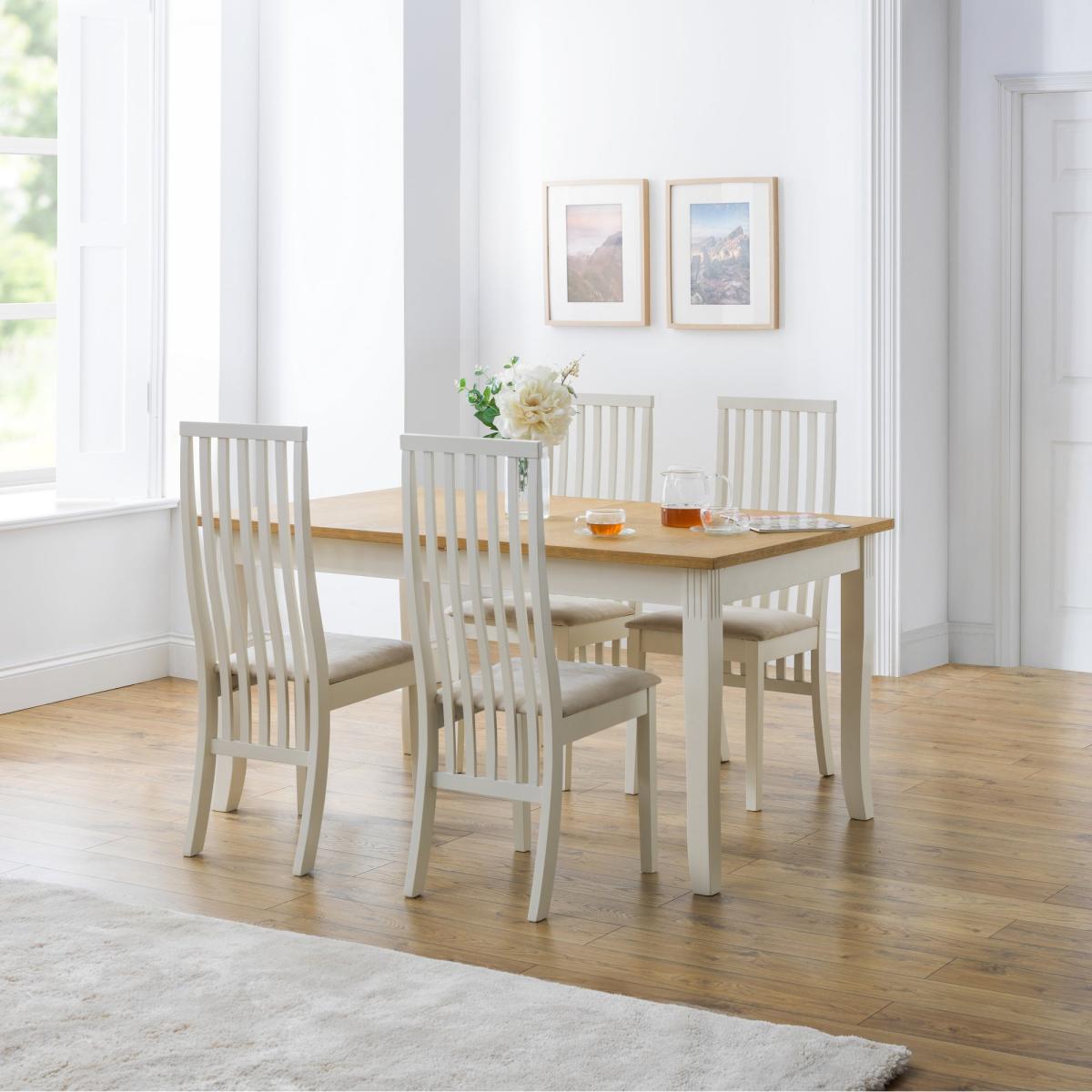 Davenport Extendable Dining Table with 4 Vermont Chairs Cream – image 1