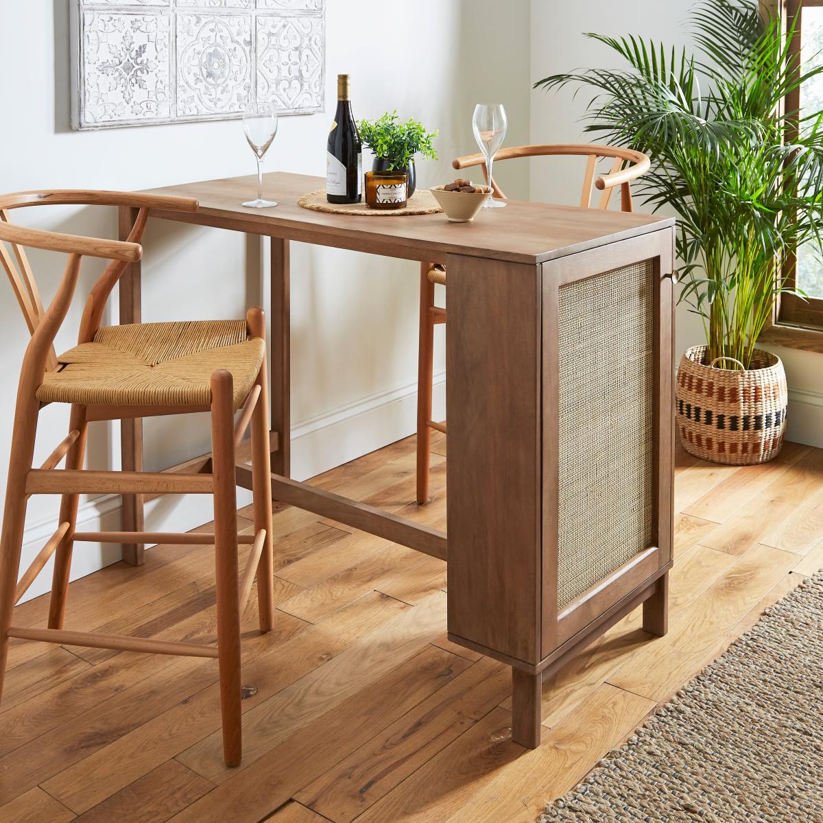Indi Bar Table with 2 Lara Bar Stools Lara Natural – image 1