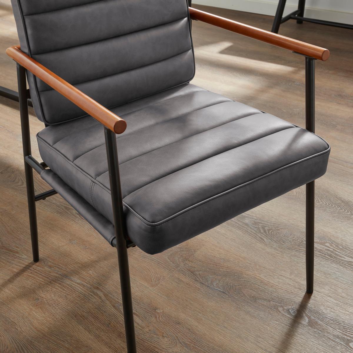Rayner Rectangular Dining Table with Bude Grey Faux Leather Carver Chairs – image 3
