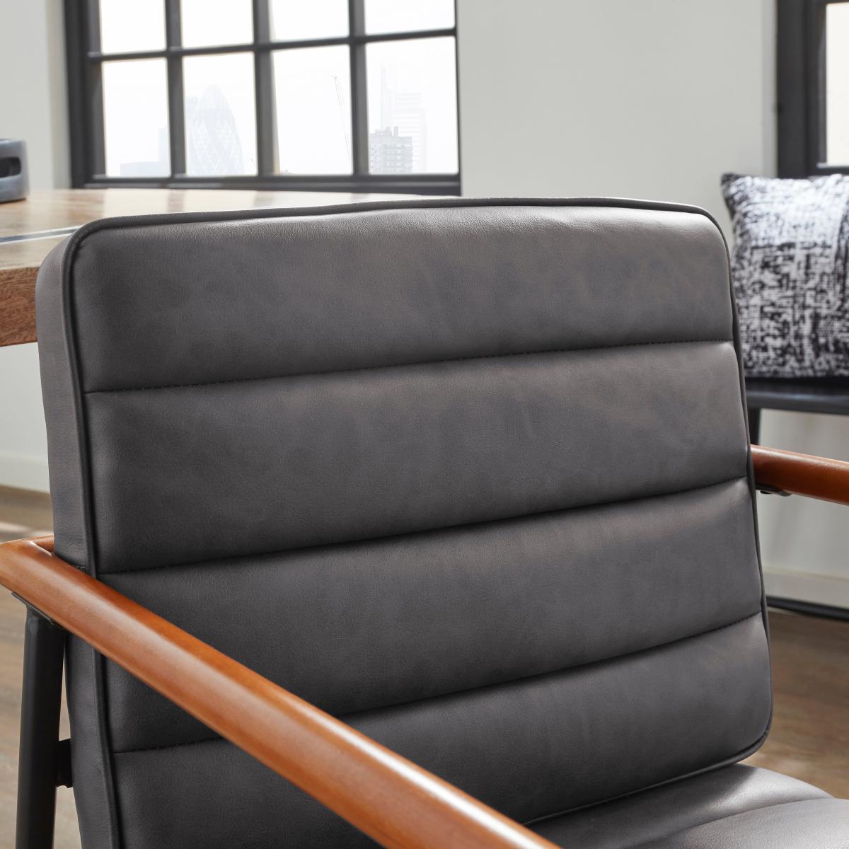Rayner Rectangular Dining Table with Bude Grey Faux Leather Carver Chairs – image 4