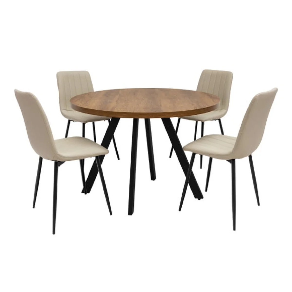 Panama Round Dining Table with 4 Faux Leather Dining Chairs – image 2