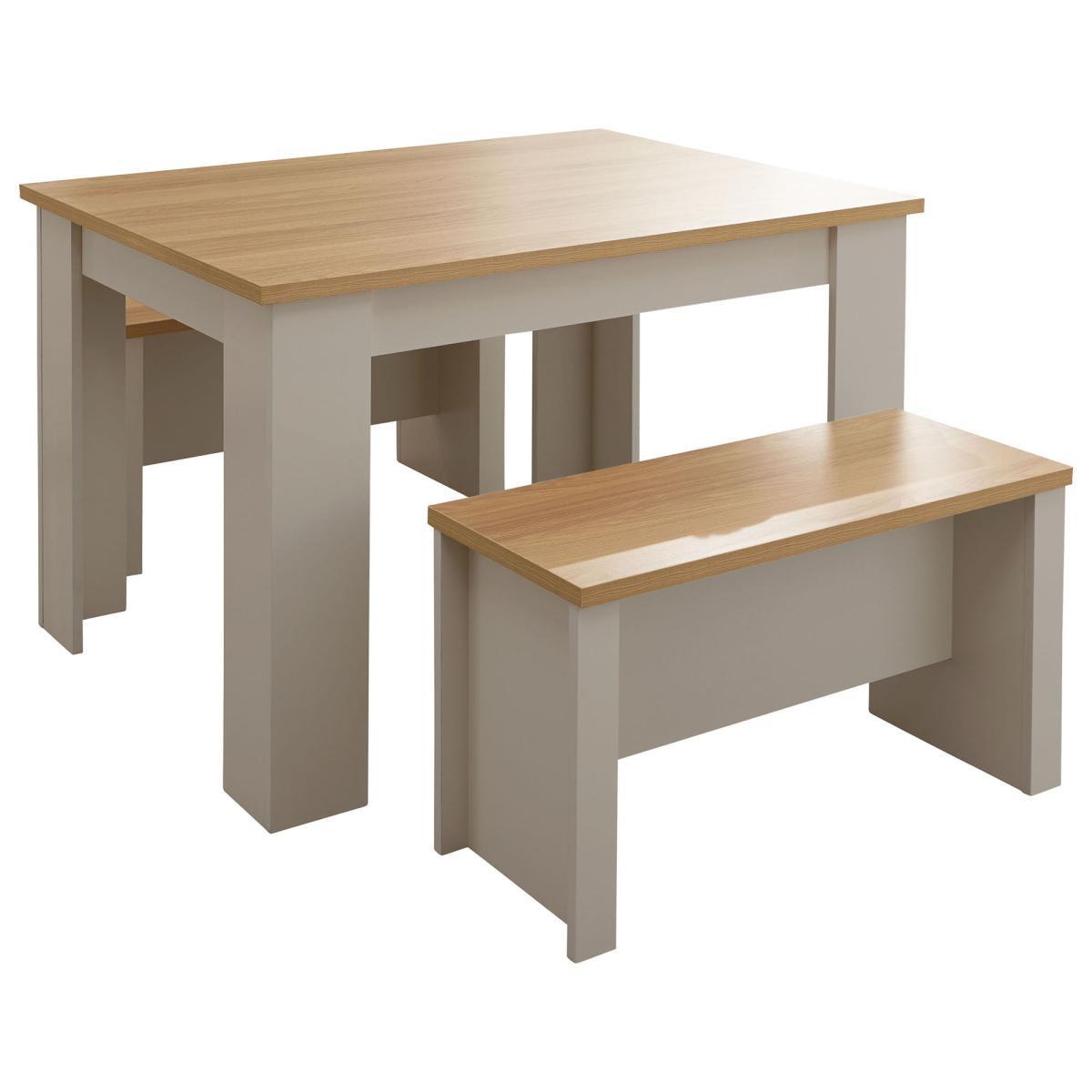 Lancaster 120cm Dining Table and Bench Set Grey – image 2