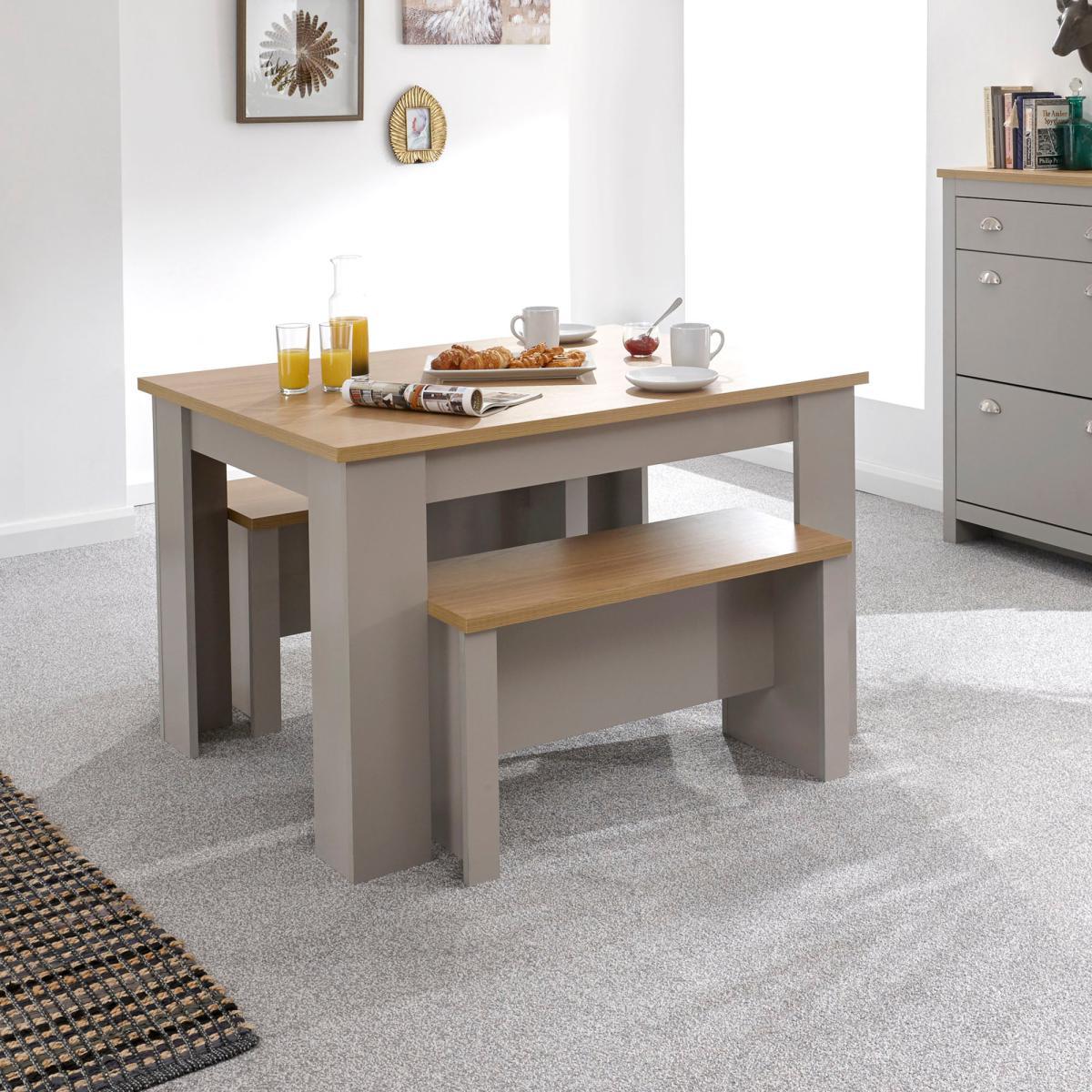 Lancaster 120cm Dining Table and Bench Set Grey – image 3