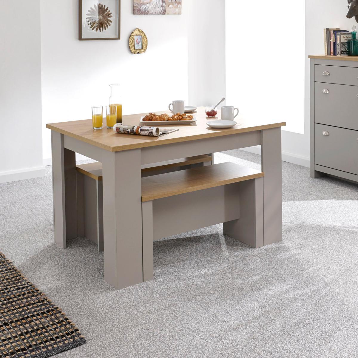 Lancaster 120cm Dining Table and Bench Set Grey – image 4