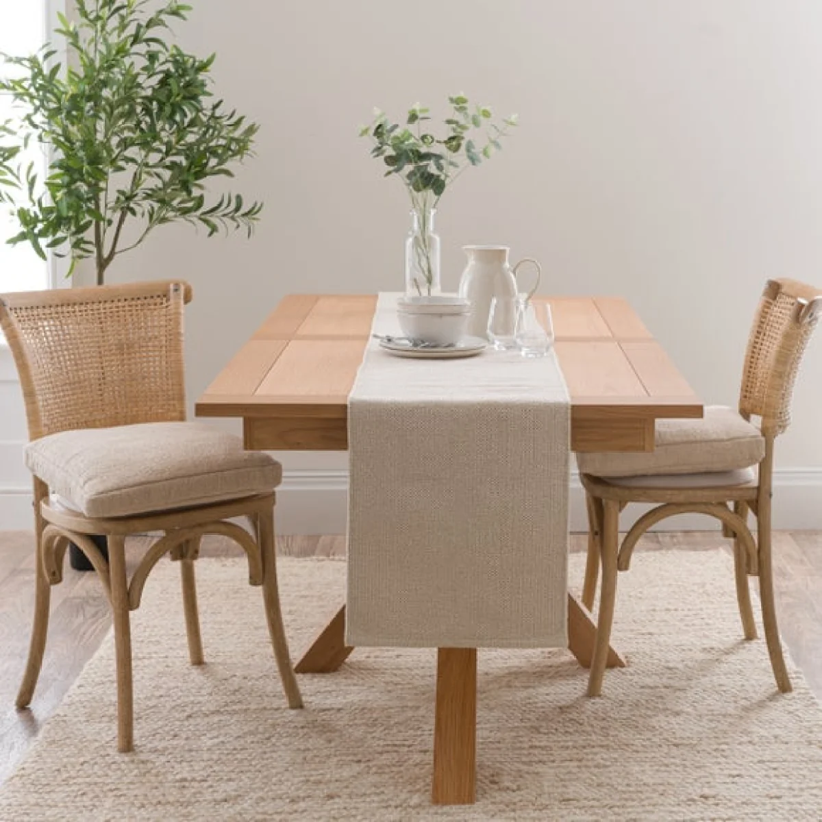 Xavi 6-8 Seater Extending Dining Table with 6 Florine Natural Dining Chairs – image 1