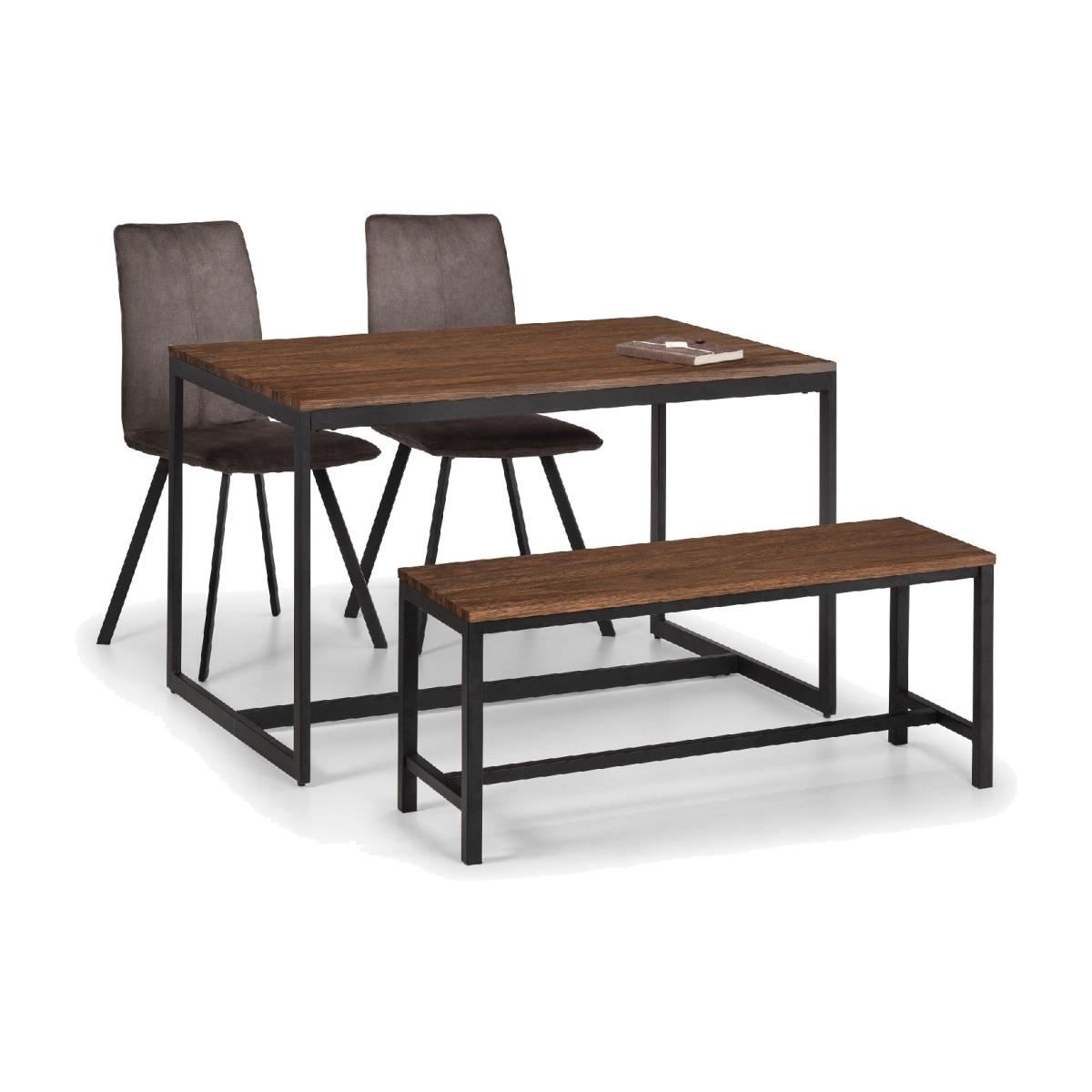 Tribeca Rectangular Walnut Dining Table with 1 Bench and 2 Monroe Chairs Brown – image 1