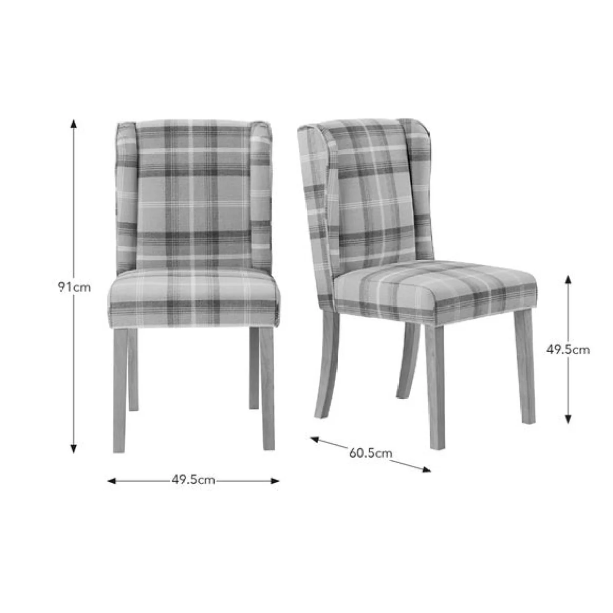 Xavi 6-8 Seater Extending Dining Table with 6 Oswald Grey Country Check Dining Chairs – image 8