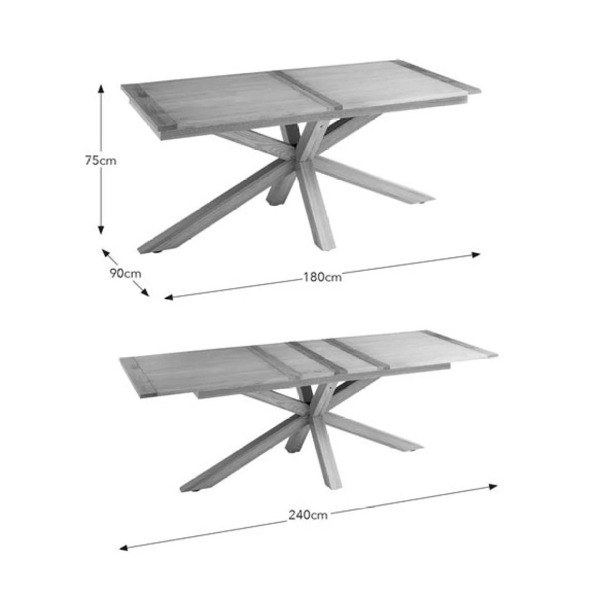 Xavi 6-8 Seater Extending Dining Table with 6 Oswald Grey Country Check Dining Chairs – image 9