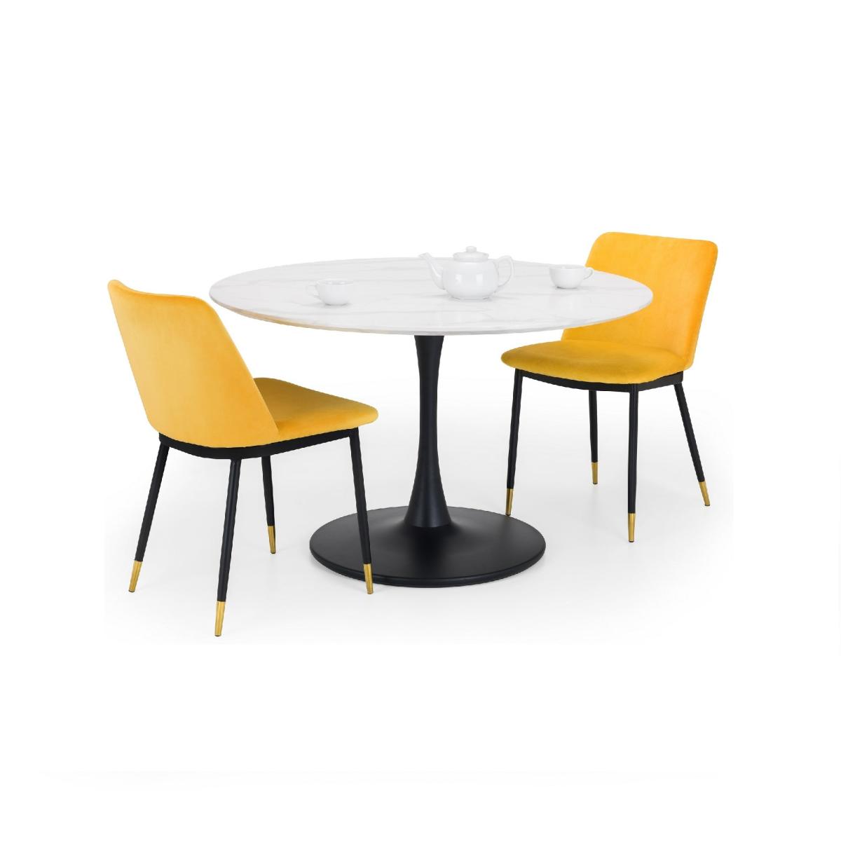 Holland Round Pedestal Dining Set with 2 Delaunay Chairs Mustard – image 2