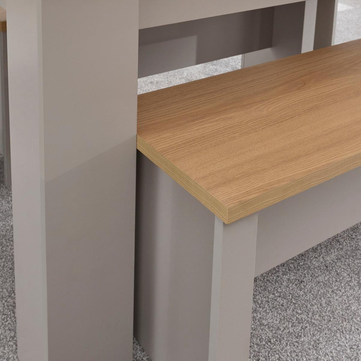 Lancaster 150cm Dining Table and Bench Set Grey and Brown – image 7