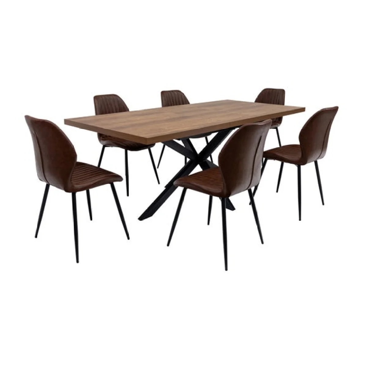 Panama Extendable Dining Table with 6 Fontana Faux Leather Dining Chairs – image 2