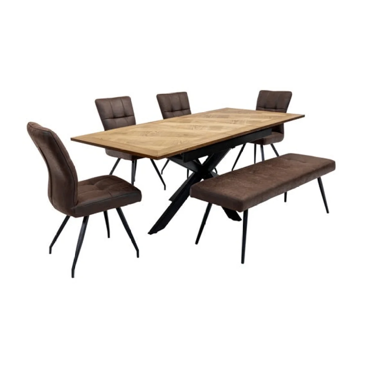 Payton Extandable Dining Table with 4 Sabenea Dining Chairs and Ebony Bench – image 2