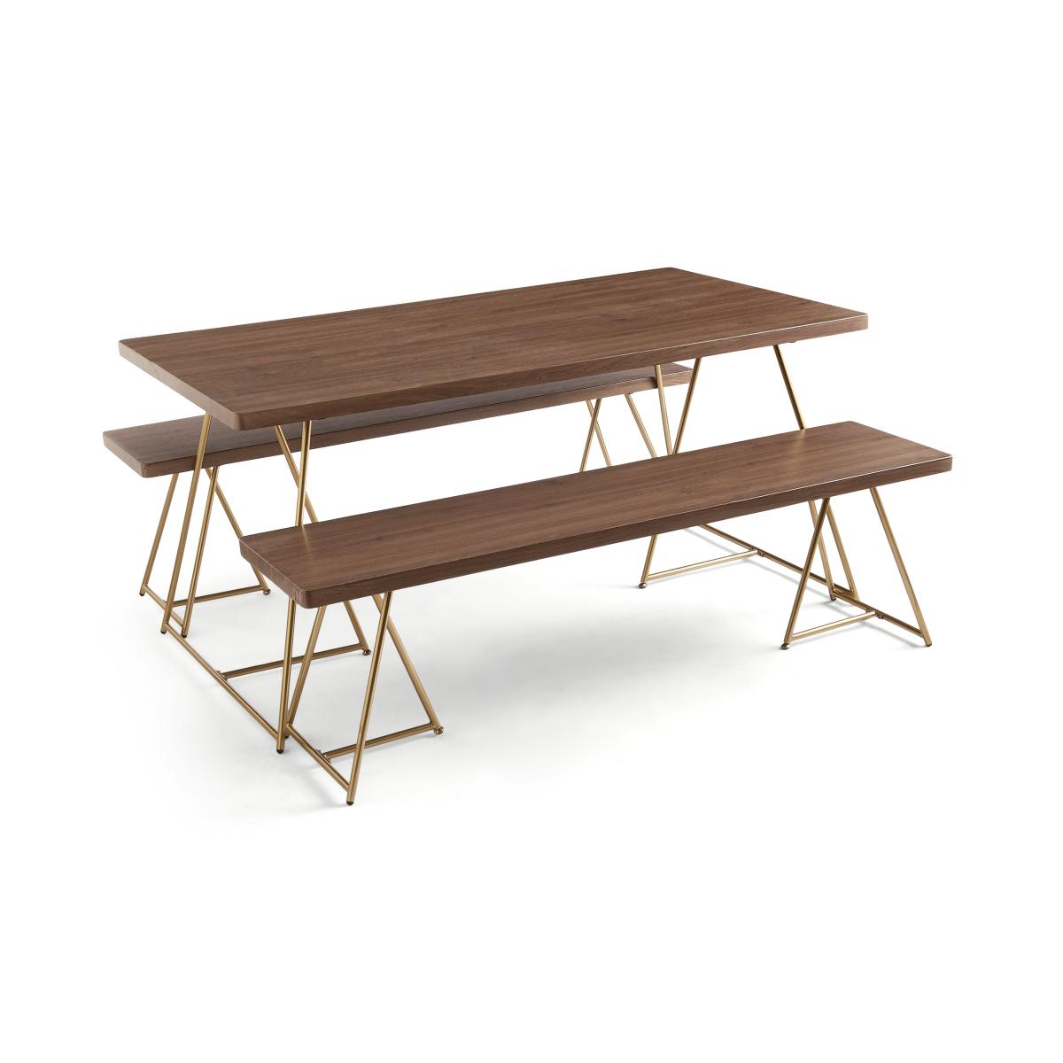 Astra Dining Bench Set Dark Wood (Brown) – image 4