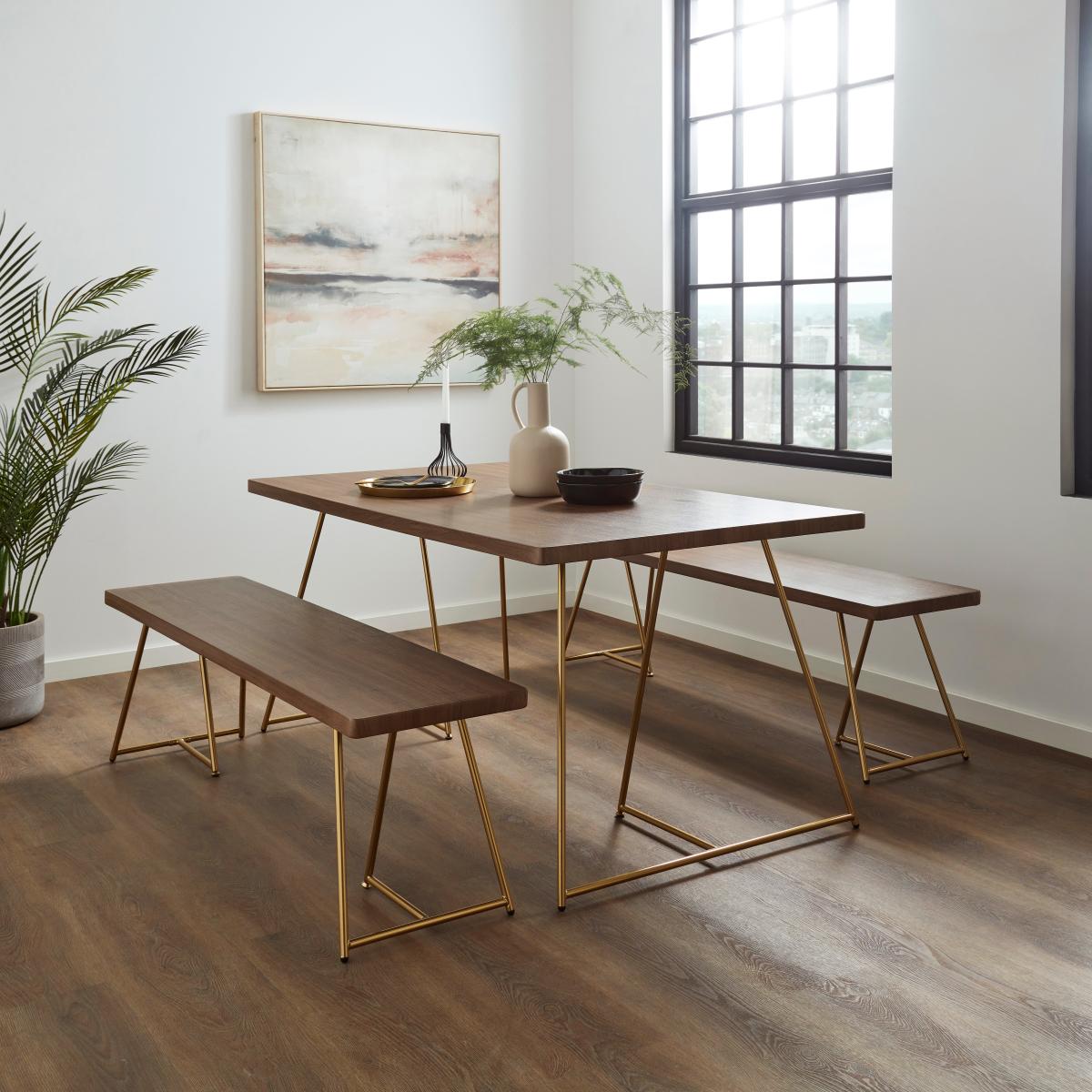 Astra Dining Bench Set Dark Wood (Brown) – image 1