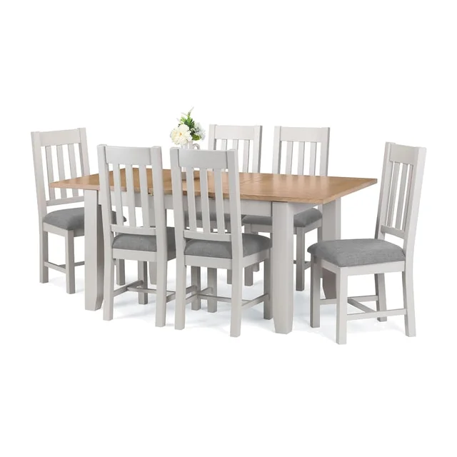 Richmond Rectangular Dining Table with 6 Chairs, Grey – image 1