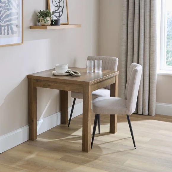 Fulton 4-6 Seater Fliptop Pine Effect Dining Table with 4 Taylor Natural Dining Chairs – image 3