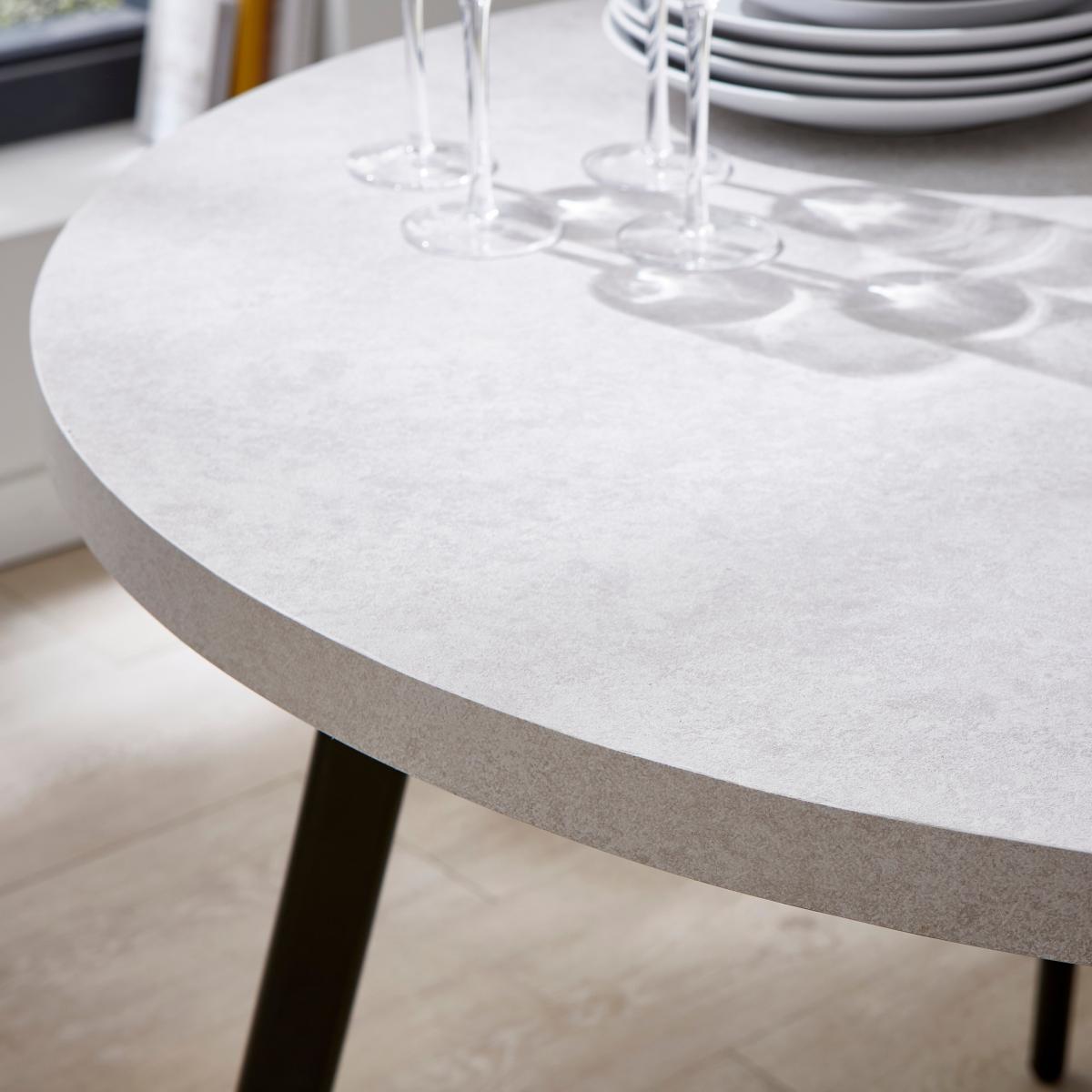 Zuri Round Dining Table with Emily Mink Velvet Folding Dining Chairs – image 5