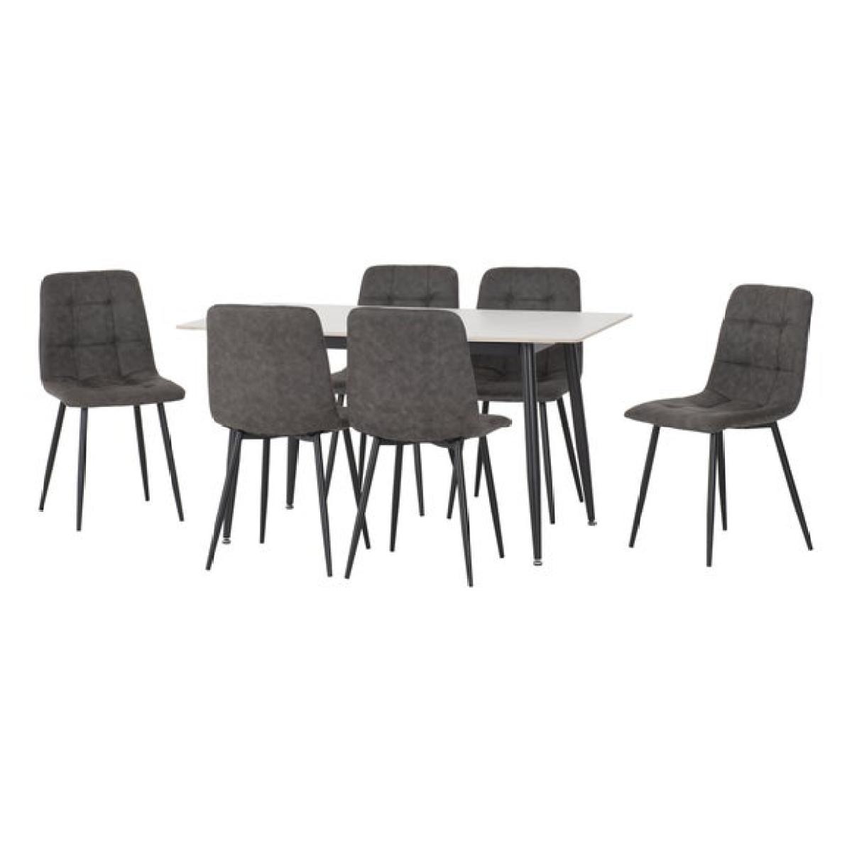 Fenton 4 Seater Dining Table with 6 Charcoal Suede Dining Chairs – image 2