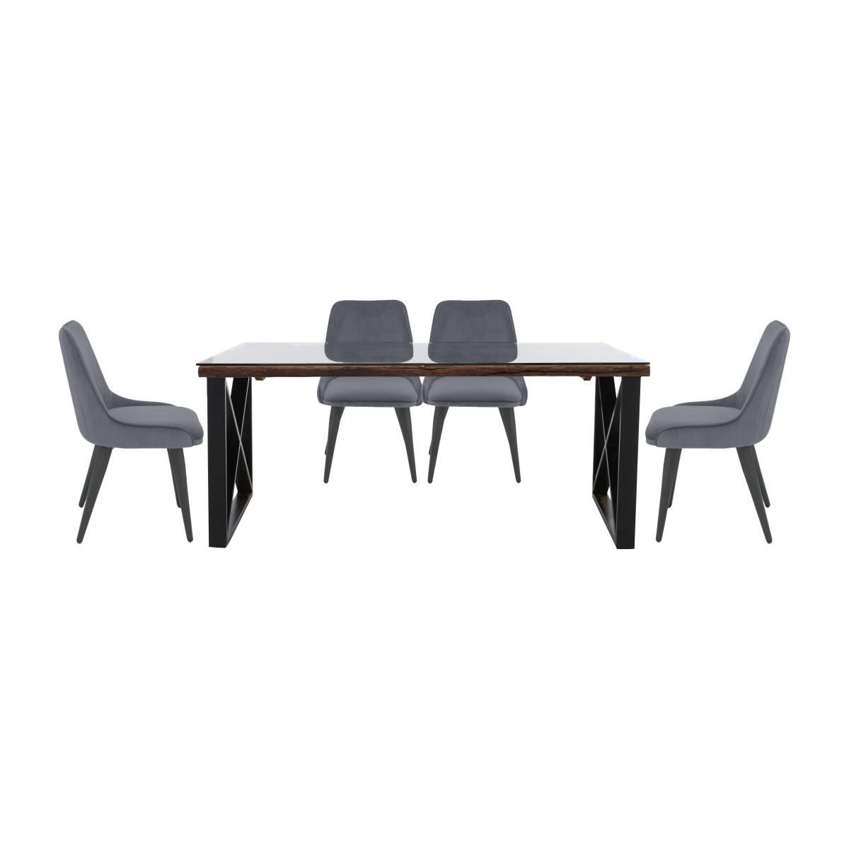 Noir Dining Table with X-Leg Base and 4 Chairs - 180-cm - Grey – image 1