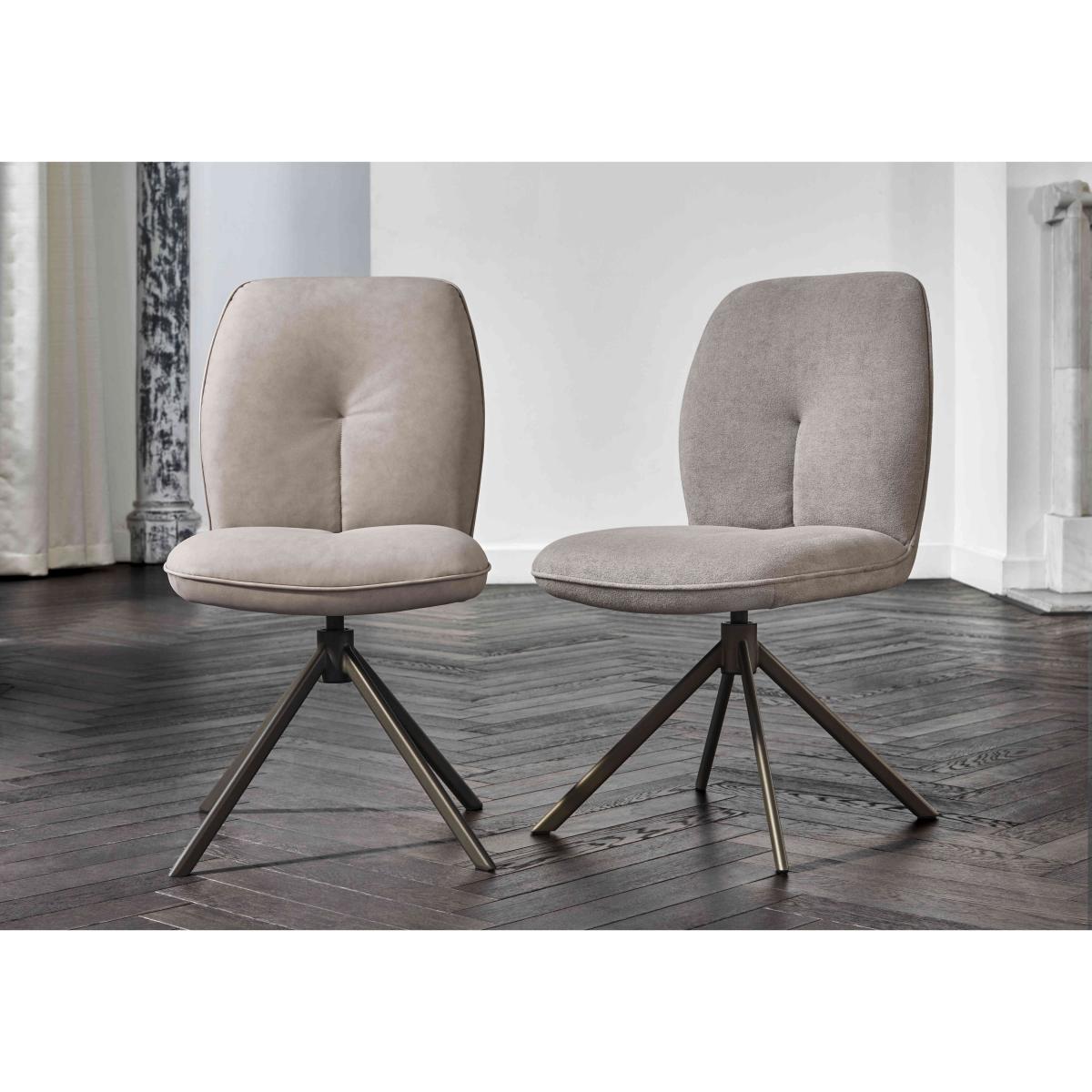 Perla Gloss Extending Dining Table and 6 Fabric Swivel Chairs - 160-cm – image 2