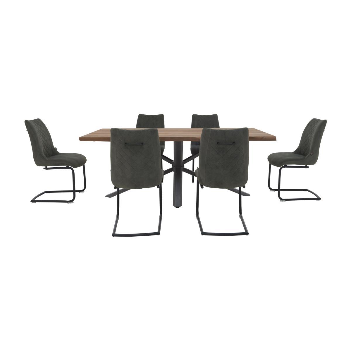 Habufa - Philadelphia Dining Table and 6 Dining Chairs - 230-cm - Grey