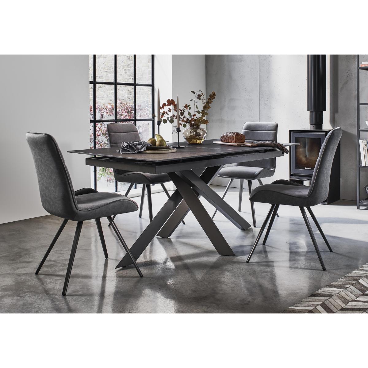 Samurai Extending Dining Table and 4 Velvet Dining Chairs – image 2