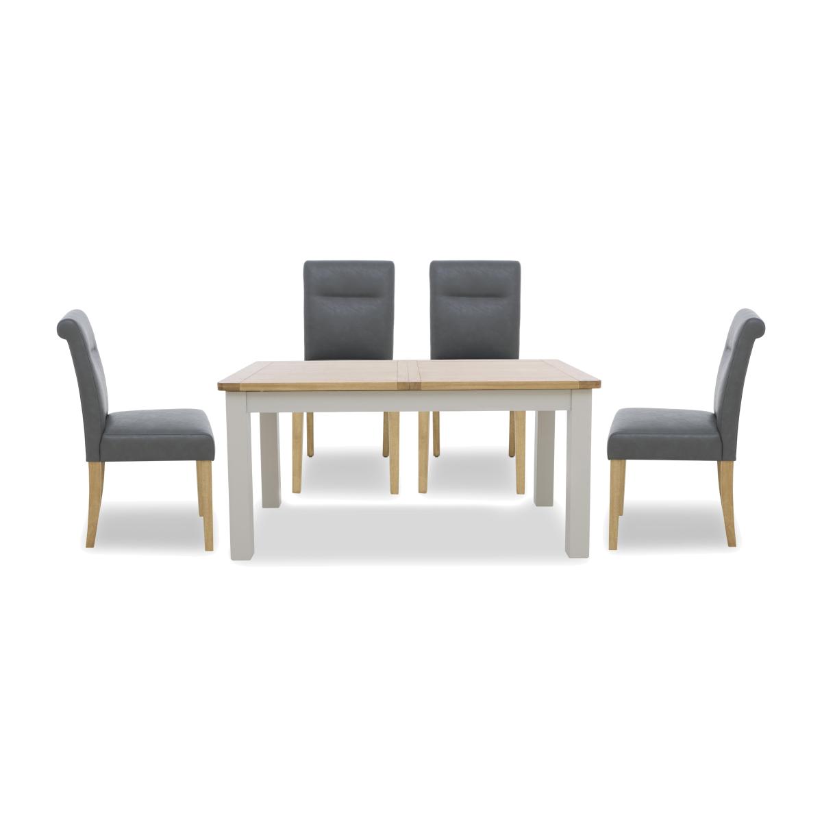 Lewis Rectangular Extending Dining Table and 4 Roll Back Faux Leather Chairs - Dark Grey – image 1