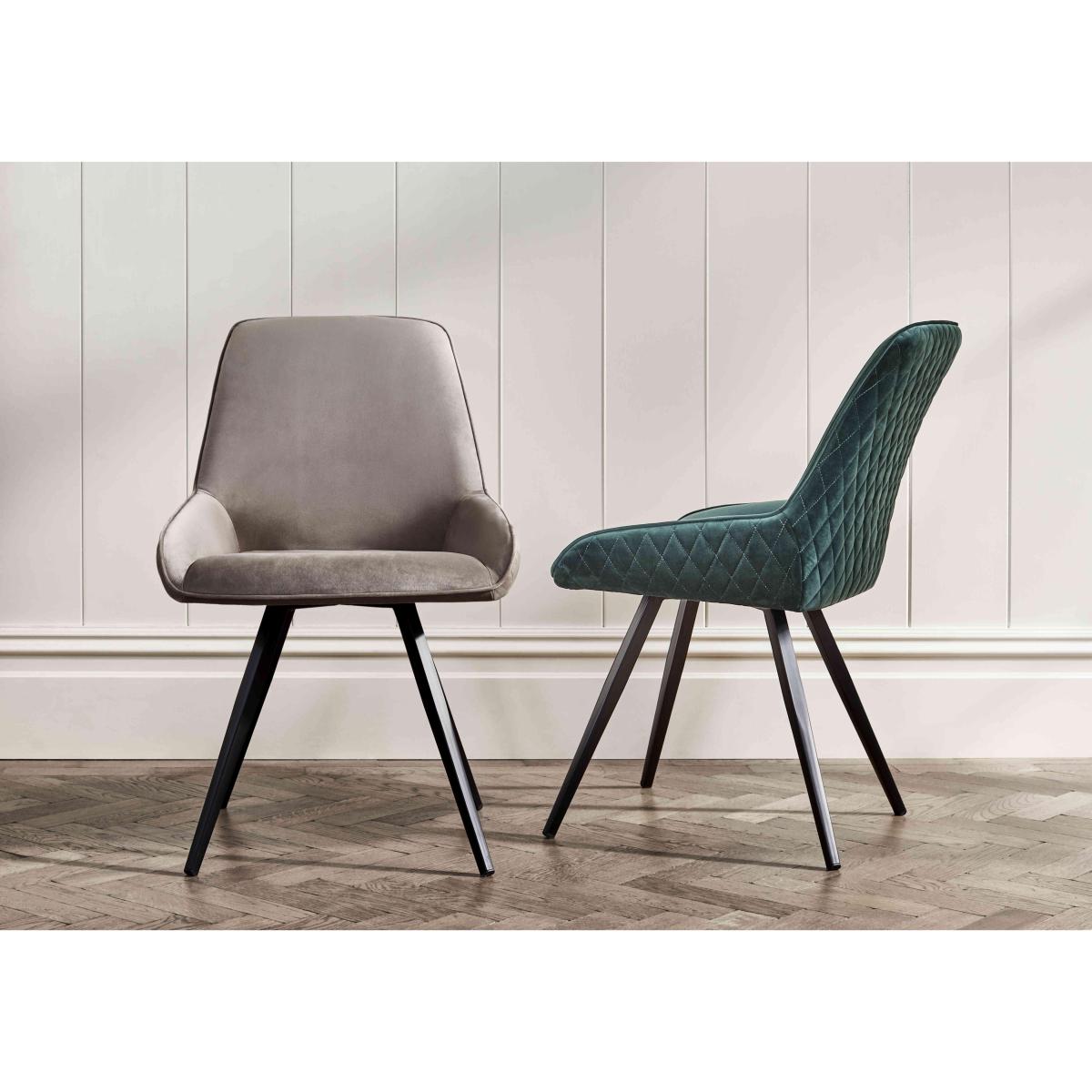 Saigon Extending Dining Table with Metal Base and 4 Taupe Velvet Chairs – image 7