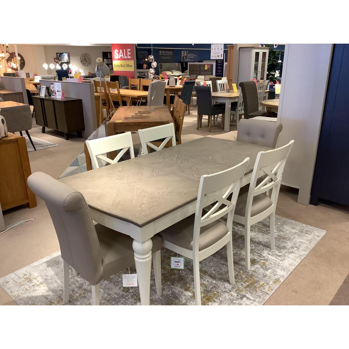 Annecy Extending Table, 4 Cross Back & 2 Upholstered Chairs – image 2