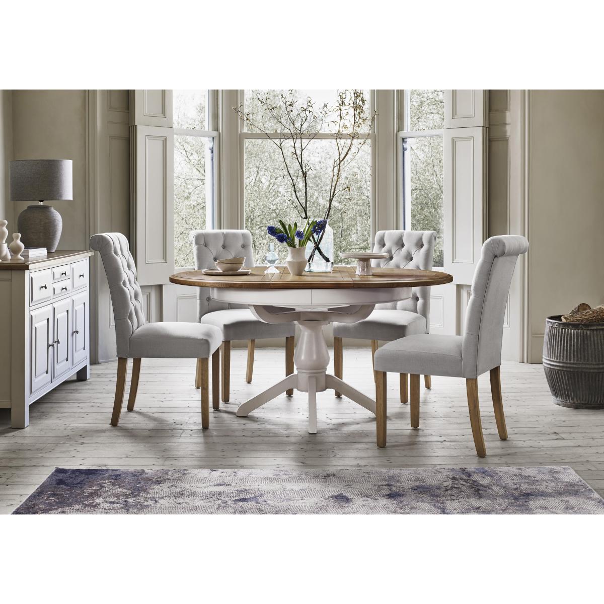 Furnitureland - Hamilton Round Extending Dining Table and 4 Button Back Chairs - Charcoal – image 2