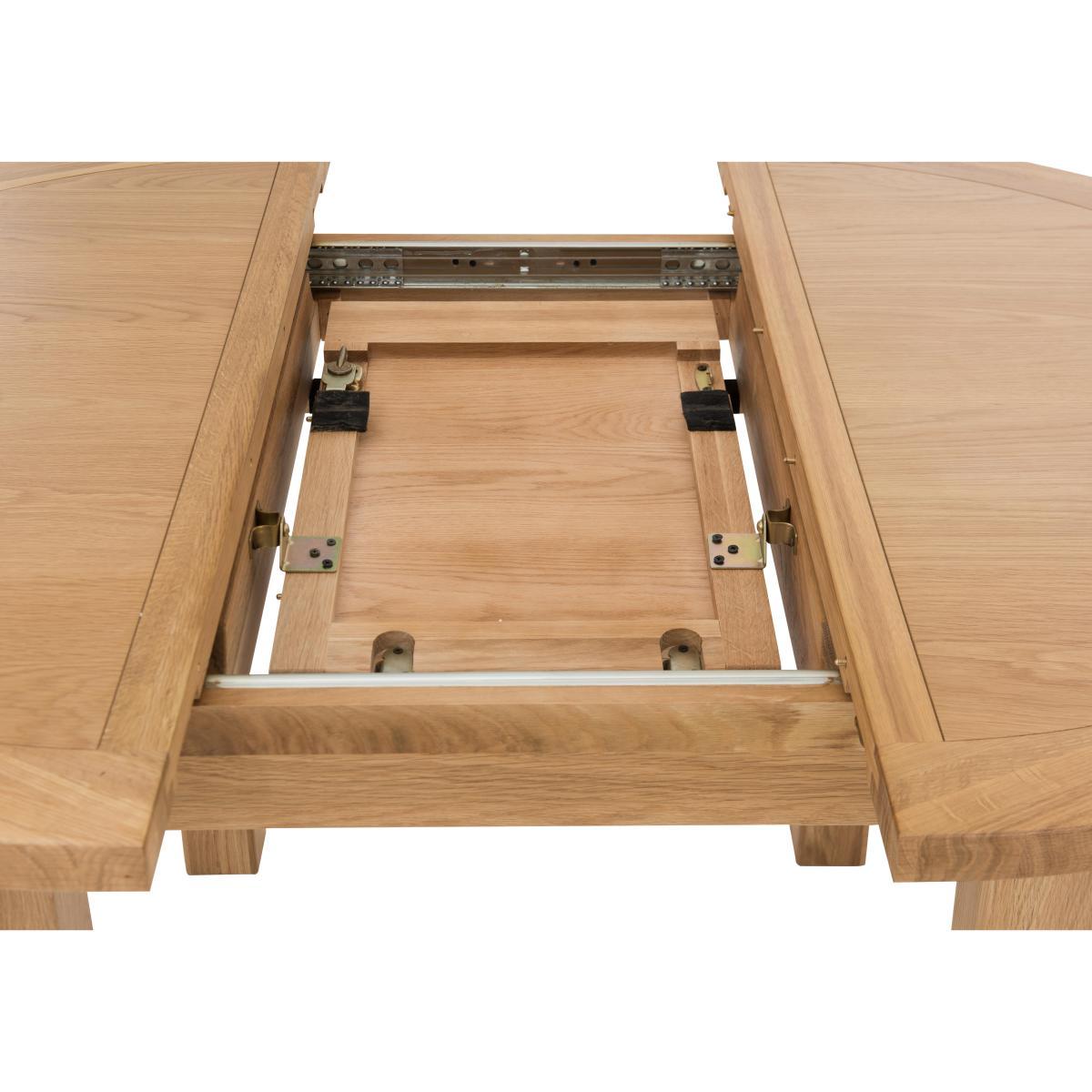 Furnitureland - California Solid Oak Round Extending Table and 4 Button Back Upholstered Chairs – image 5