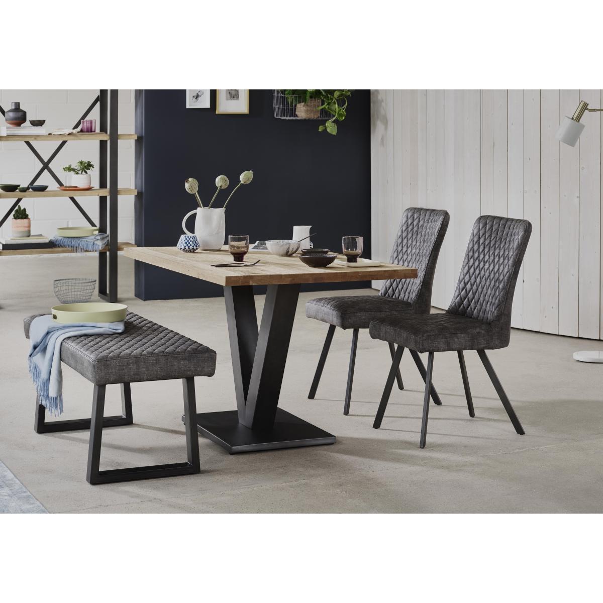 Compact Earth Dining Table, 2 Chairs and Low Bench Set - Grey – image 2