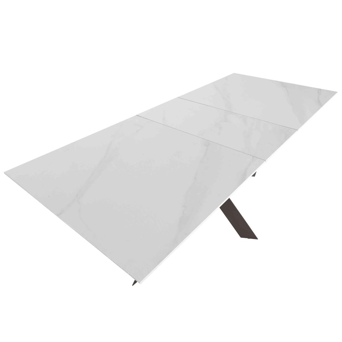 Samurai Extending Dining Table with White Stone Top and 4 Velvet Dining Chairs – image 4