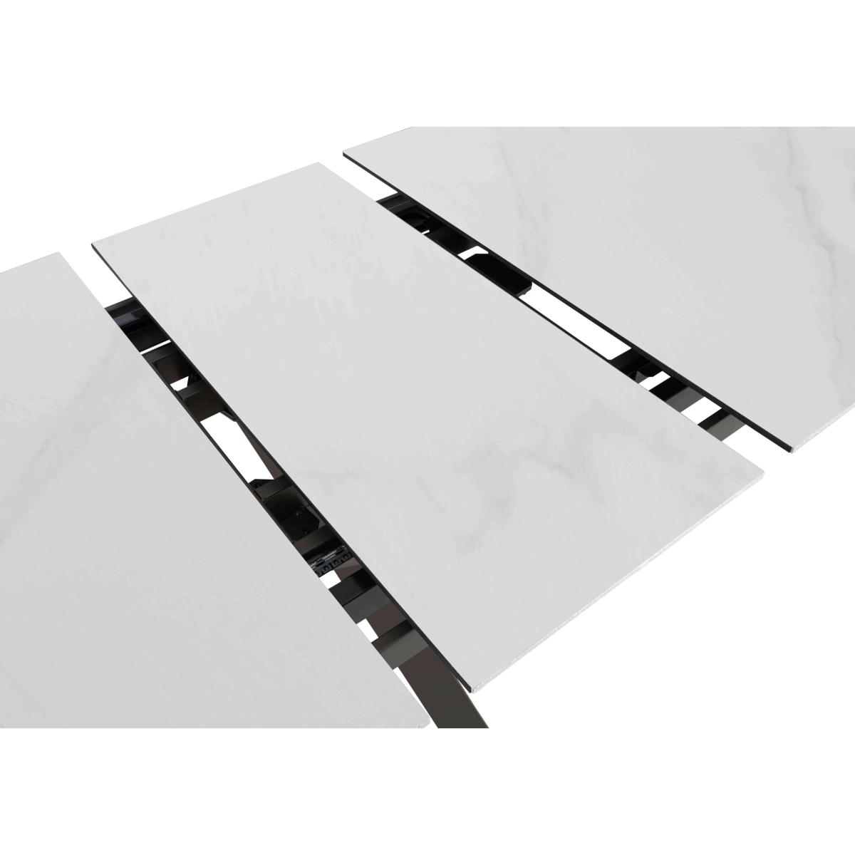 Samurai Extending Dining Table with White Stone Top and 4 Velvet Dining Chairs – image 5