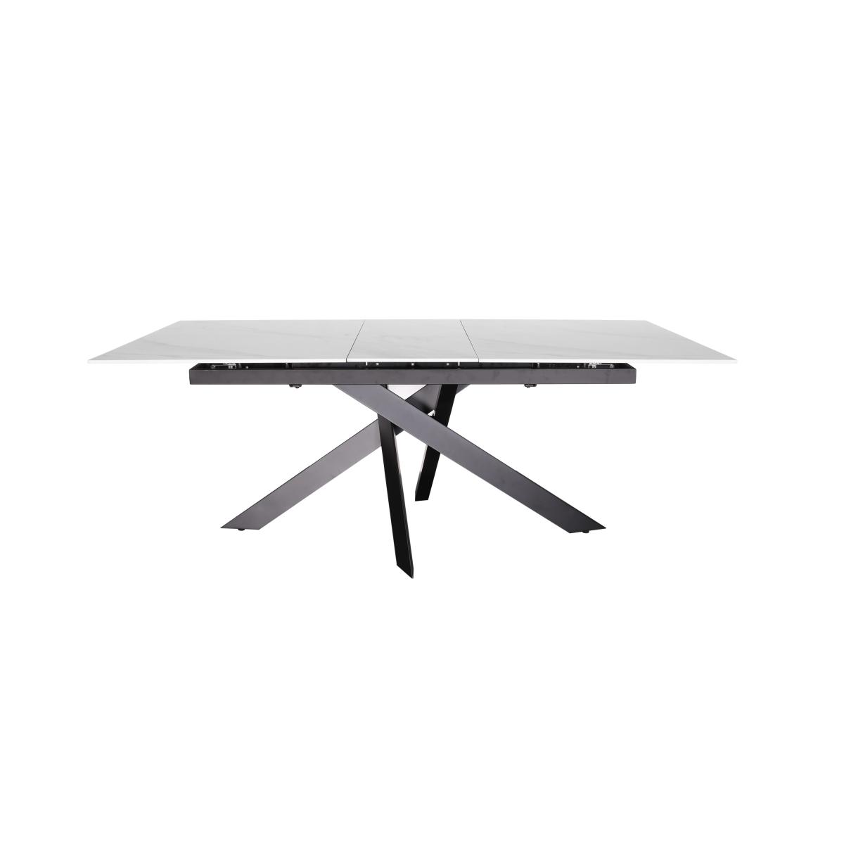 Samurai Extending Dining Table with White Stone Top and 4 Velvet Dining Chairs – image 7