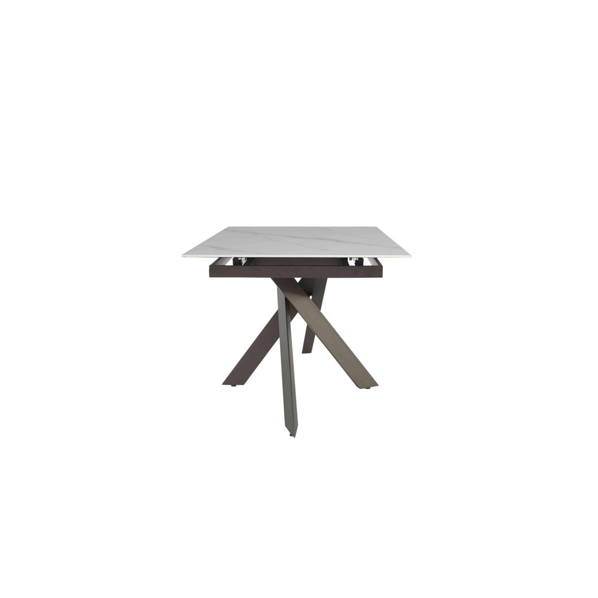 Samurai Extending Dining Table with White Stone Top and 4 Velvet Dining Chairs – image 8