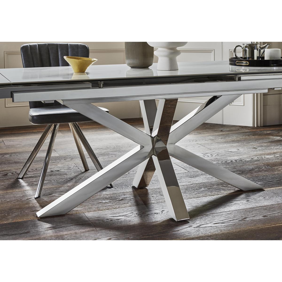 Vegas Extending Dining Table with 4 Faux Leather Swivel Dining Chairs Dining Set – image 5