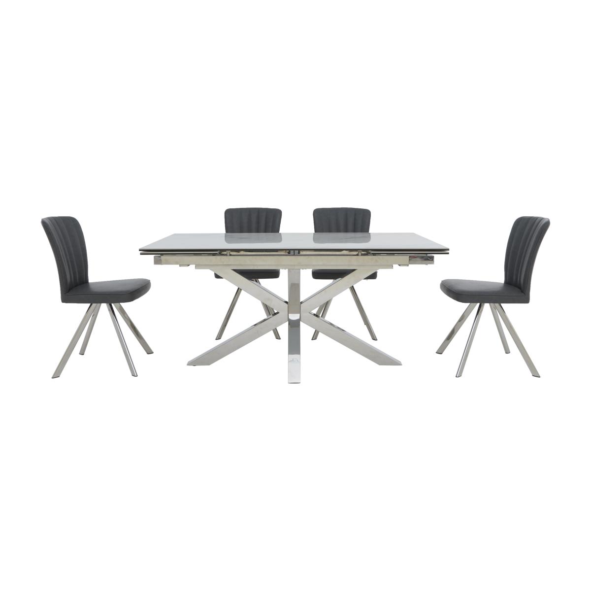 Vegas Extending Dining Table with 4 Faux Leather Swivel Dining Chairs Dining Set – image 1