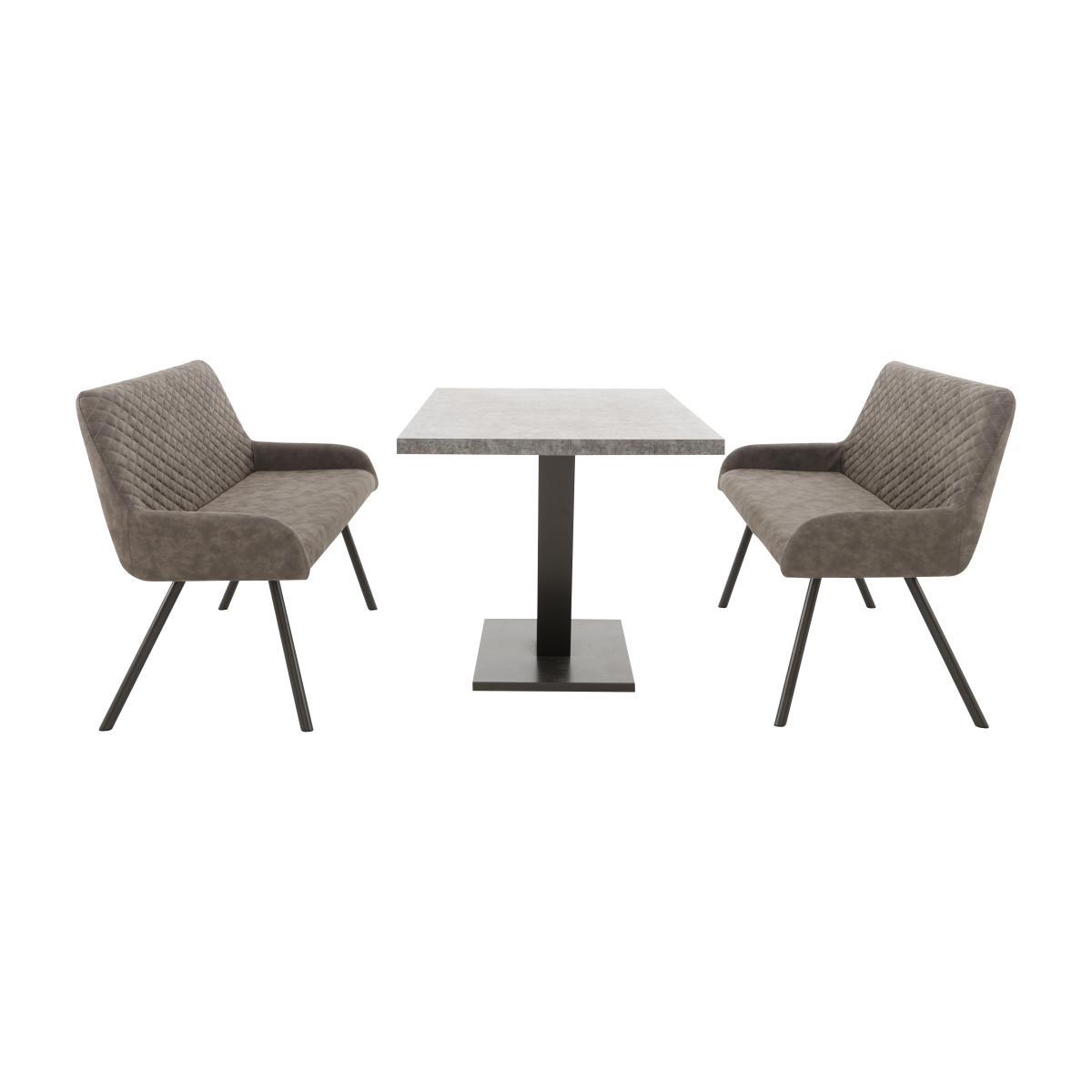 Rocket Dining Table with 2 Faux Leather High Back Benches Dining Set – image 1