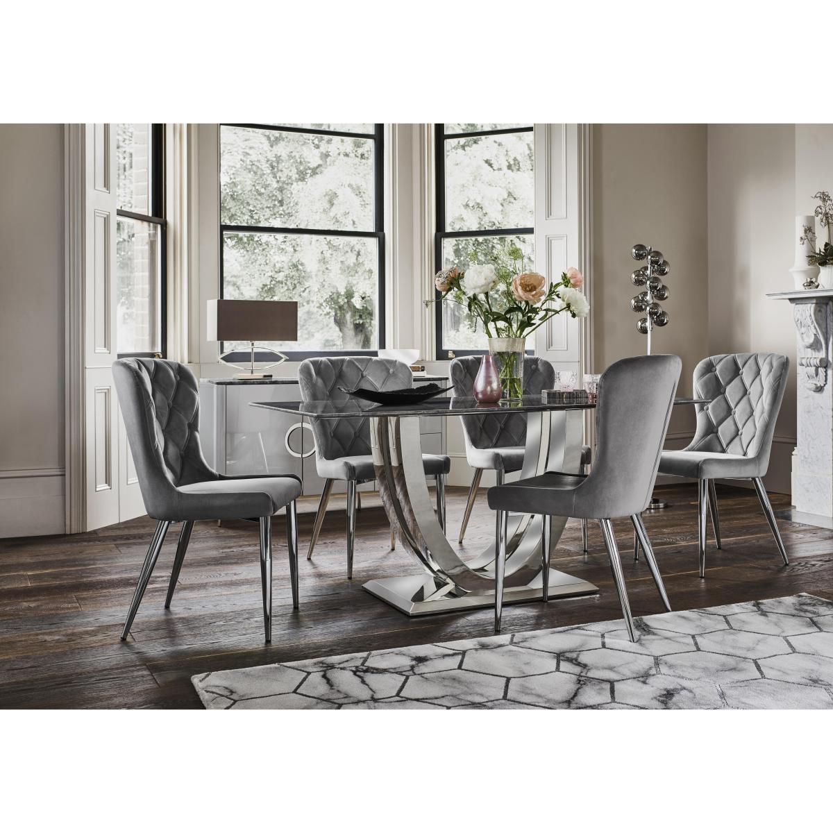Donnie Dining Table and 6 Chairs - Grey – image 2