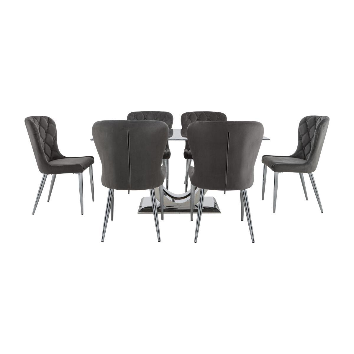 Donnie Dining Table and 6 Chairs - Grey – image 1