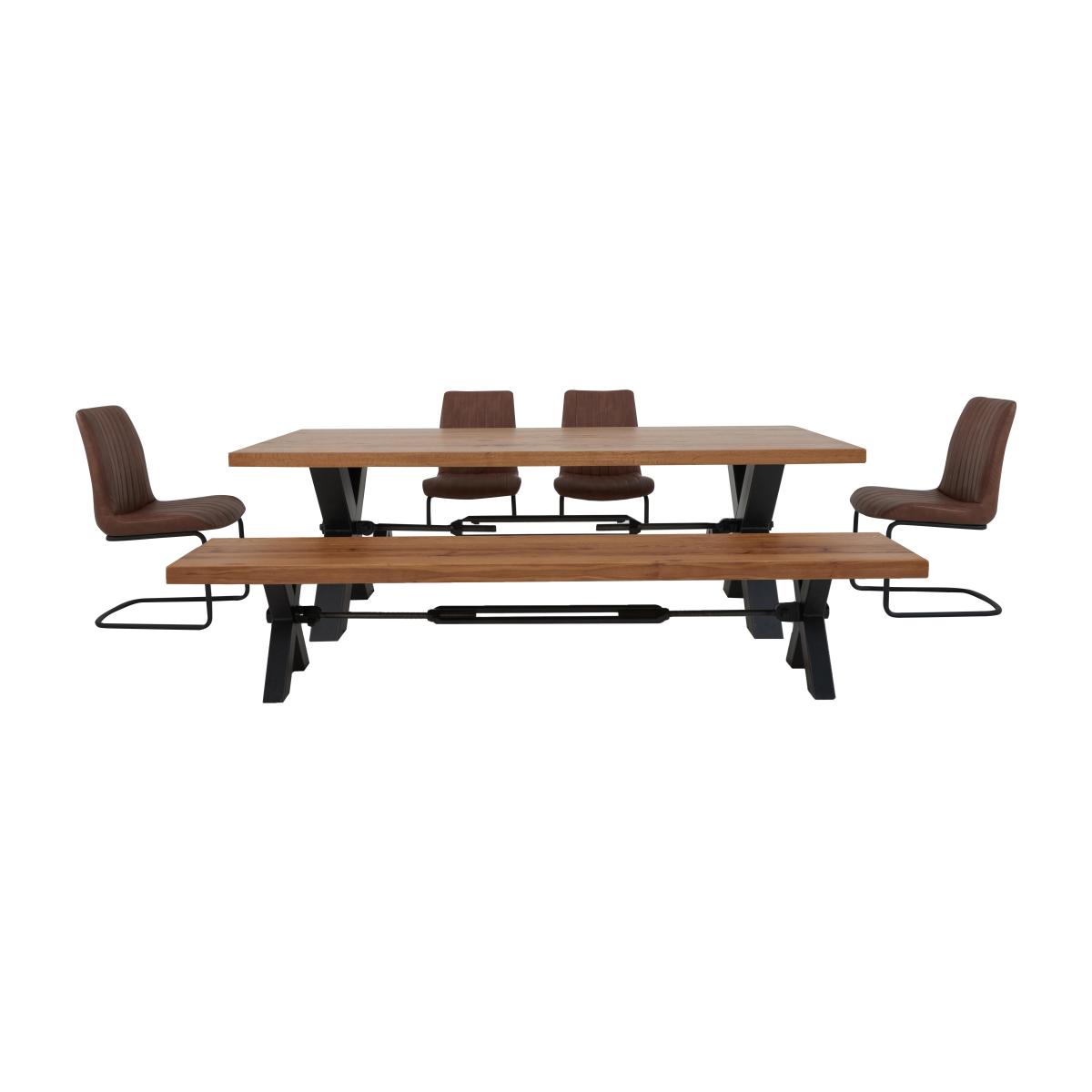 Bodahl - Terra Dining Table, 4 Cognac Chairs and Bench Set - Oiled – image 1
