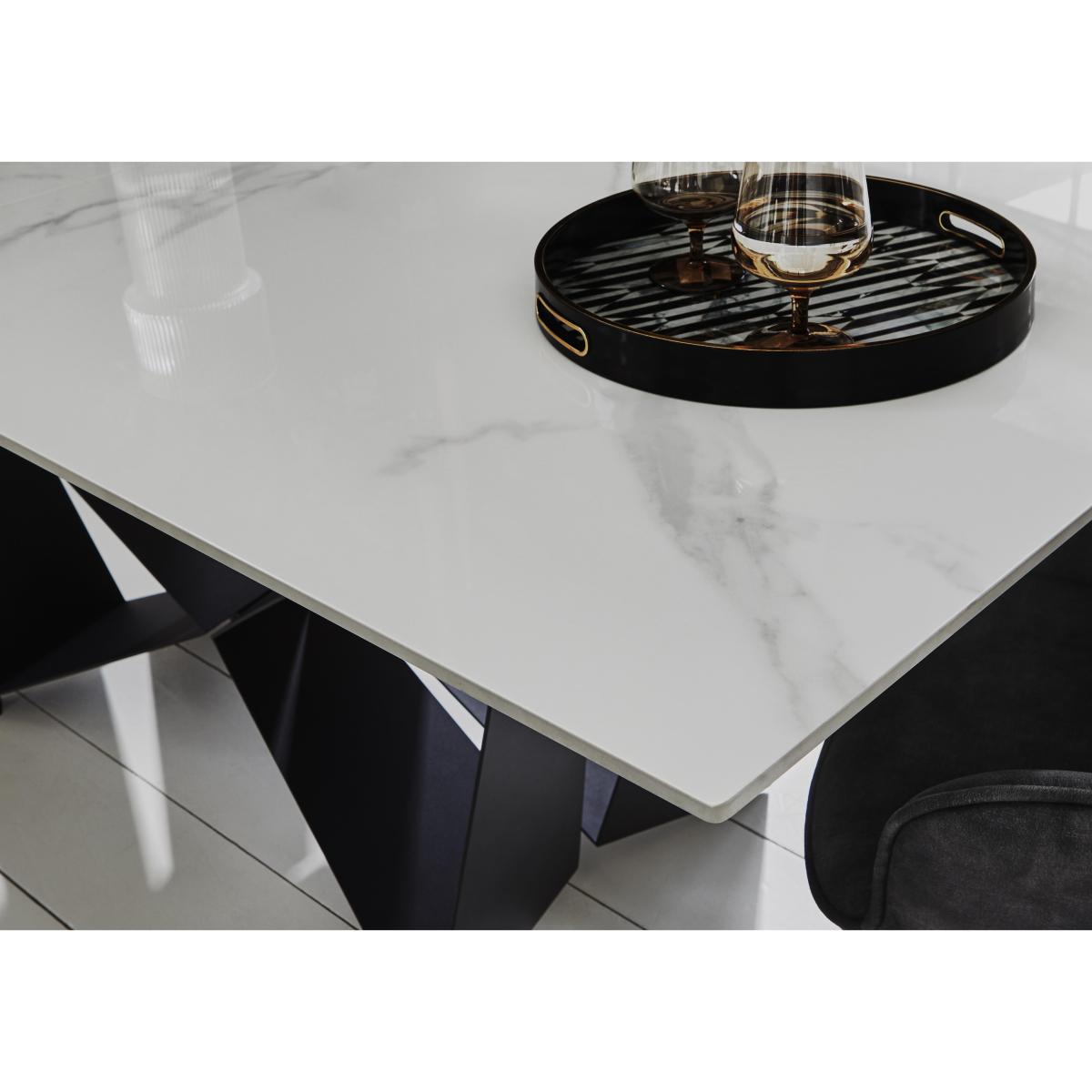 Marvel Black 160 cm Extending Dining Table and 6 Swivel Chairs - Silver – image 2