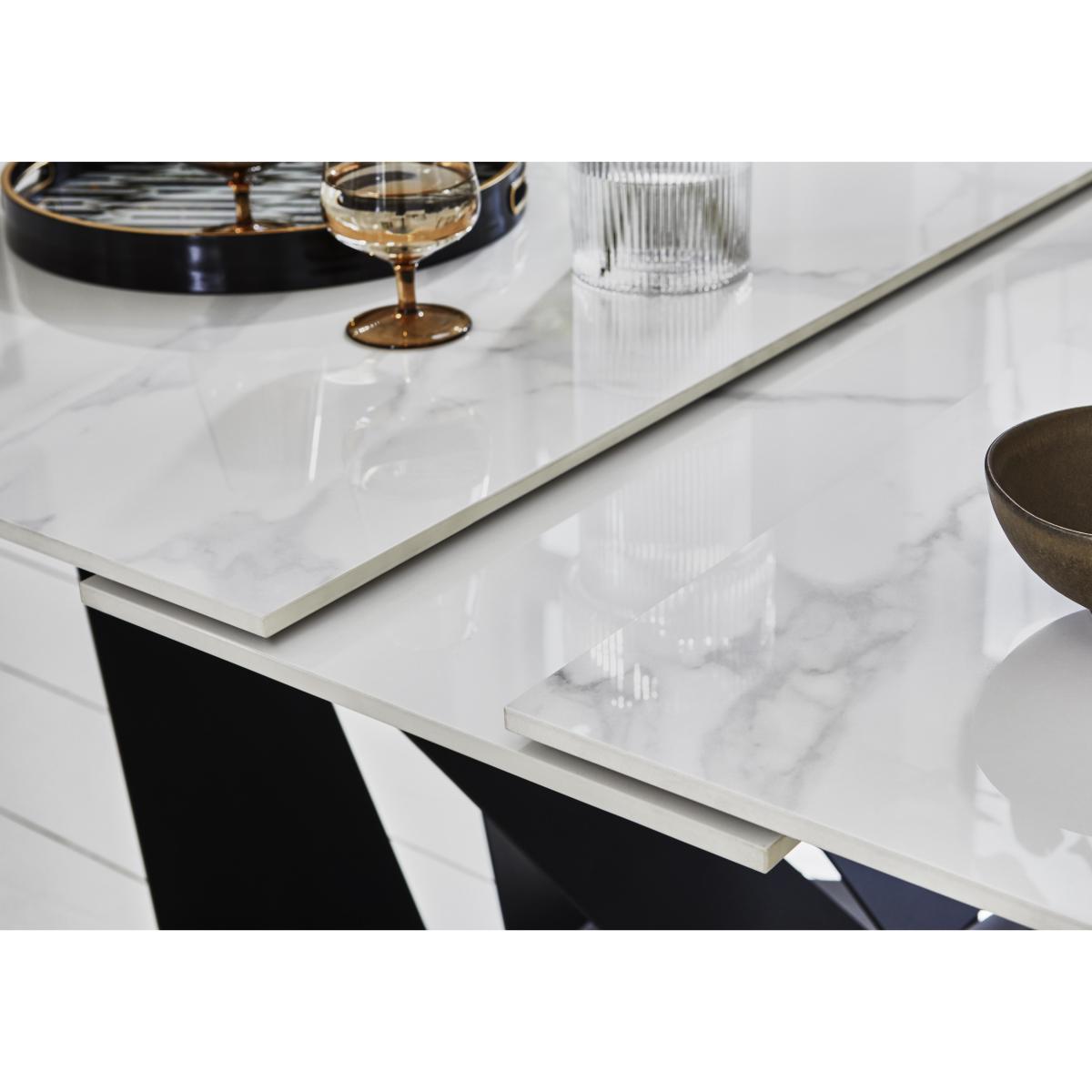 Marvel Black 160 cm Extending Dining Table and 6 Swivel Chairs - Silver – image 3