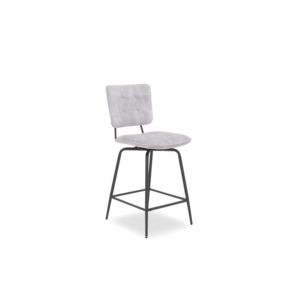 Habufa - Toronto Table and 4 Light Grey Velvet Swivel Bar Stools - Anthracite – image 3