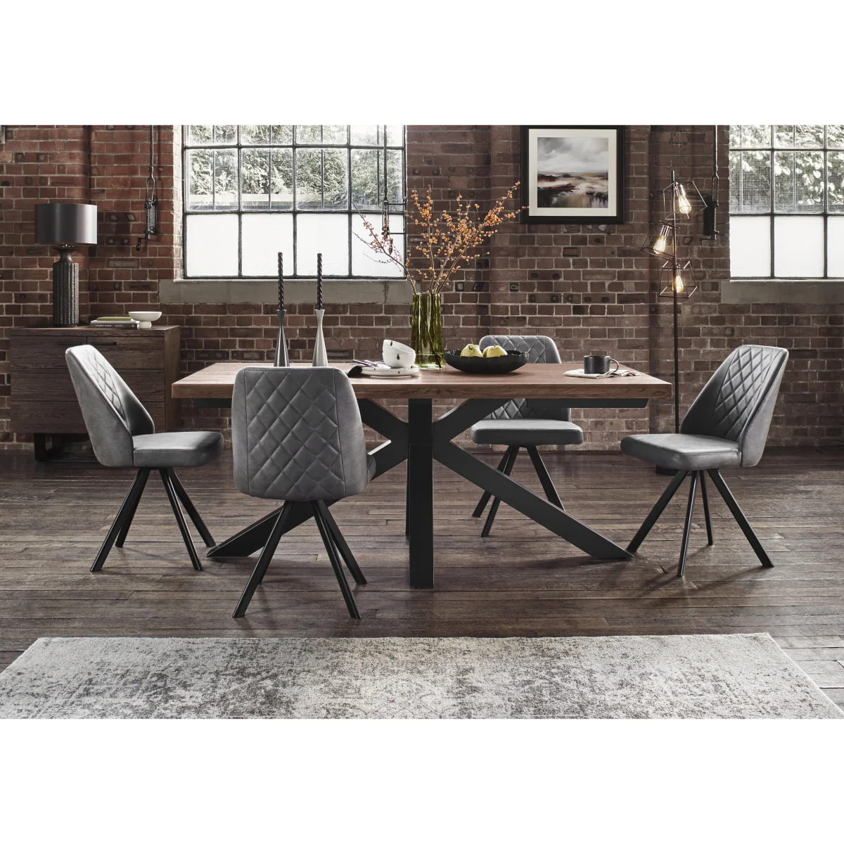 Jupiter Dining Table with Star Base and 4 Swivel Chairs - 140-cm - Green – image 2