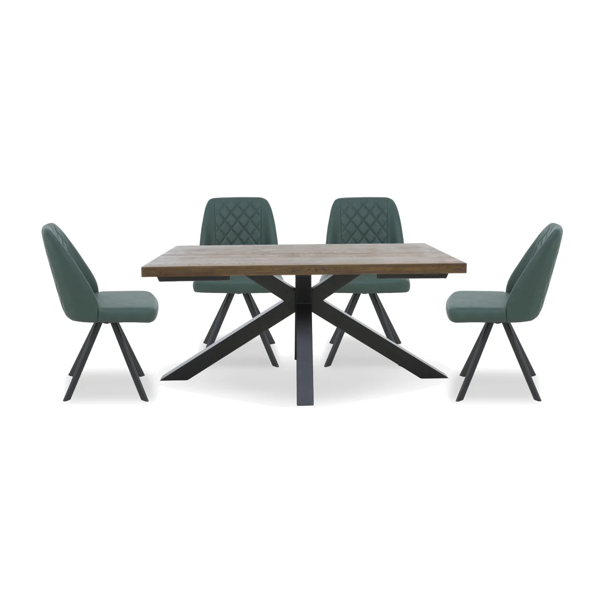 Jupiter Dining Table with Star Base and 4 Swivel Chairs - 140-cm - Green – image 1