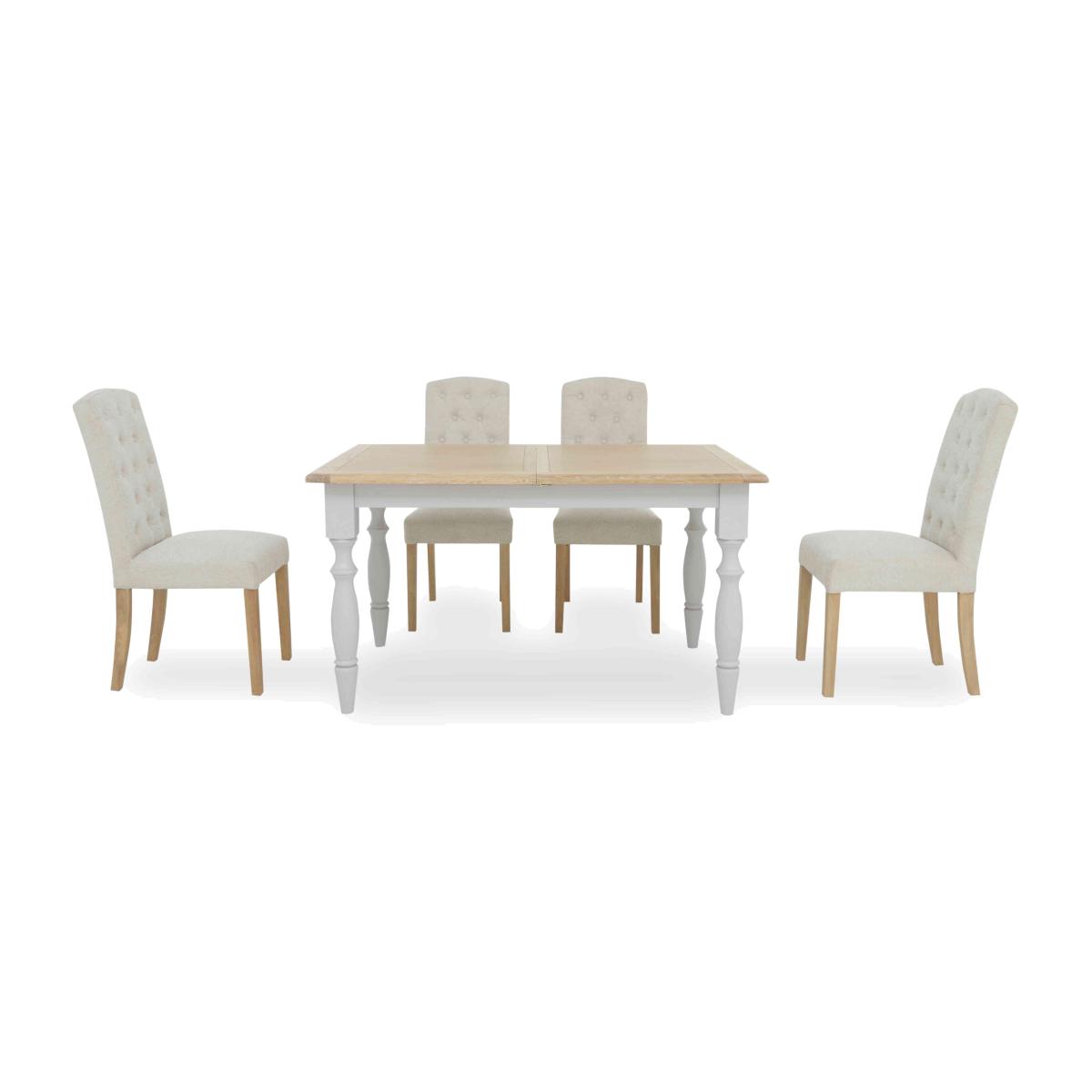 Moore Extending Dining Table with 4 Upholstered Chairs - 140-cm